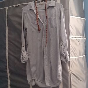 Passport blue & white striped dress with belt